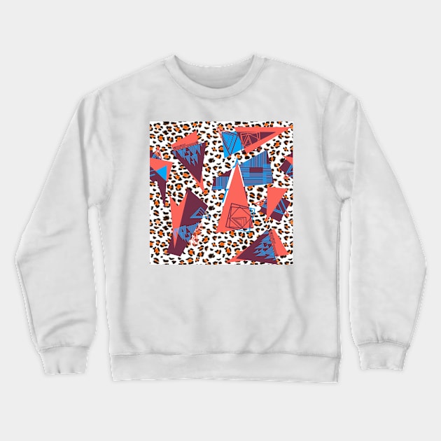 Leopard skin texture, squares and triangles Crewneck Sweatshirt by ilhnklv